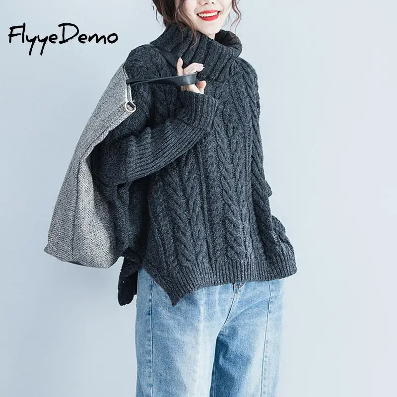 

Big Batwing Sleeve Sweater And Pullover For Women 2019 Autumn Winter Turtleneck Sweater Loose Casual Female Jumper Plus Size