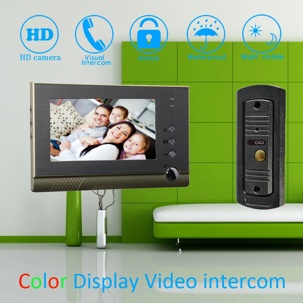 

(1 Set) 7'' Color Steel Monitor Home Improvement Video Door Phone Home Security Digital Doorbell Door Access Control Intercom
