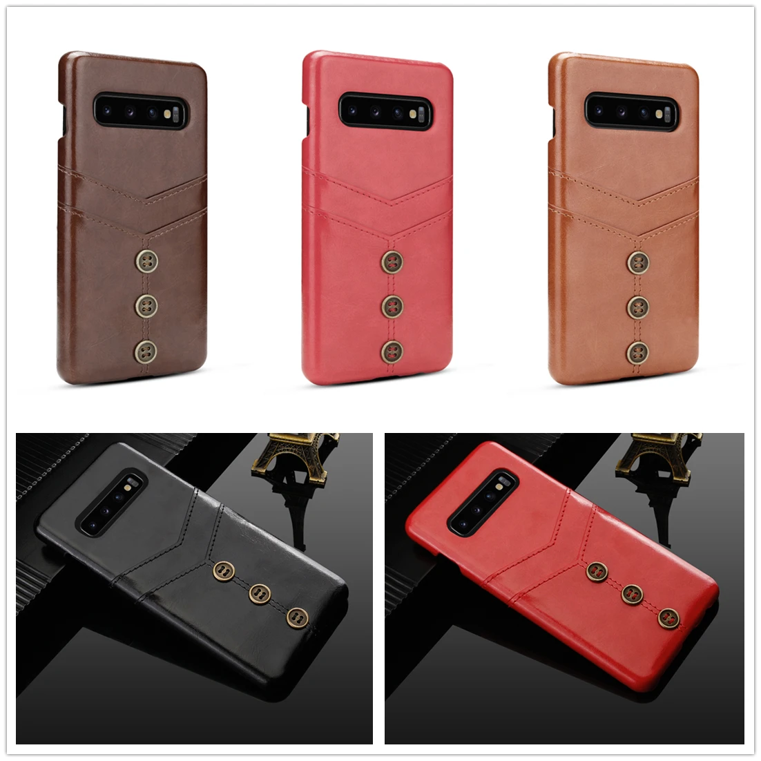 

for Samsung Galaxy S10 S10E S9 Plus Case Note9 Luxury Retro Oil Wax Pu Half Pack Shell Sansung S10 S9 Rear Crd Slot Phone Case