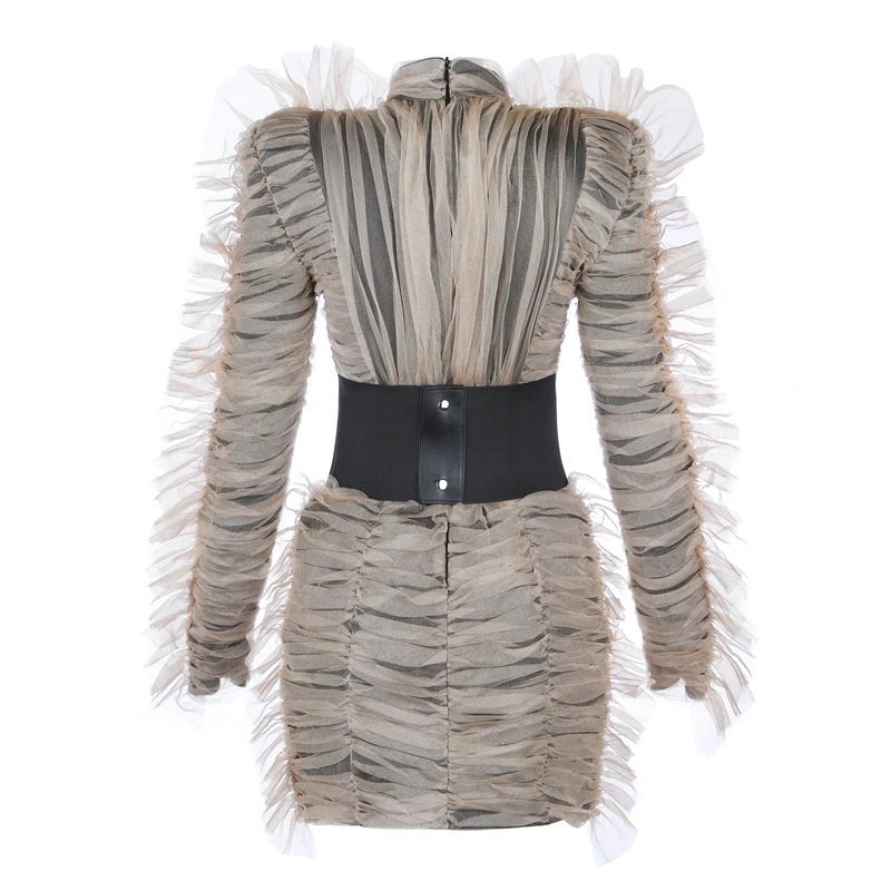 Bqueen Fashion Stand Neck  Long Butterfly Sleeve Winter Women Bandage Dress Sexy  Mini  Dress With Sashes 2018  Vestidos