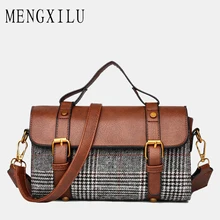 

MENGXILU Patchwork Casual Tote Bags Handbags Women Famous Brand Designer Houndstooth Crossbody Bags For Women Boston Sac A Main