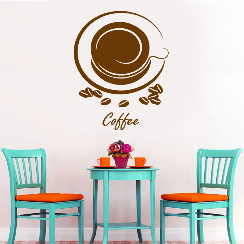 Wall Stickers Coffee Shop Beans Cafe Kitchen Art Decals Vinyl Home Room Decor