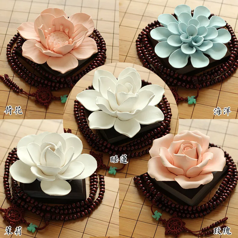 1pcs Car Air Freshener Perfume Seat Creative Flower Modeling Car Interior Decoration Dashboard Ornament Perfume with Wooden Base