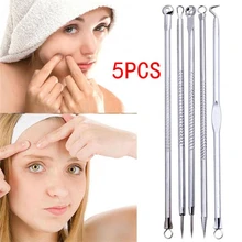 ISHOWTIENDA 5 шт., средство для удаления черных точек, прыщей, пятен, экстрактор угрей и комедонов, набор инструментов для удаления игла для удаления прыщей