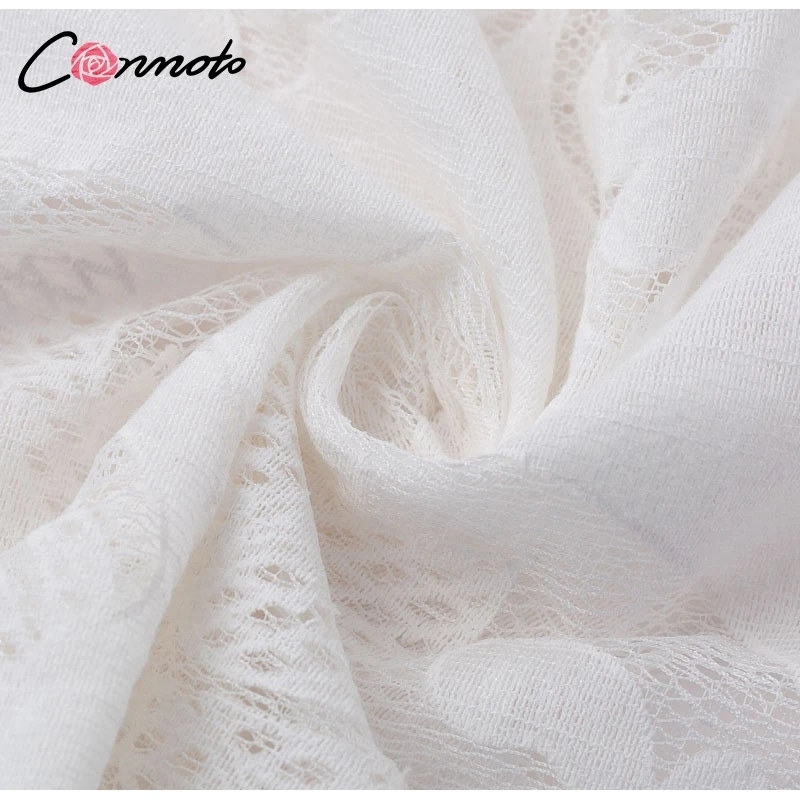 Conmoto Кружевное белое платье с вырезом, винтажное платье для вечеринок, платье с вышивкой, платье миди с расклешённым рукавом