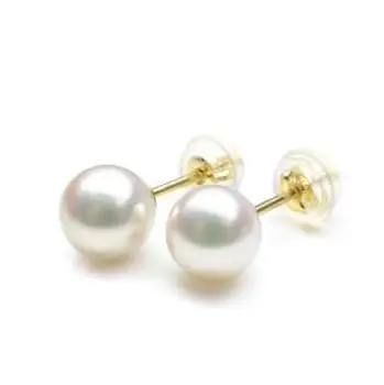 

Free Shipping 9-10mm Round Gray Genuine Tahitian Pearl Earrings 18 Solid White Gold