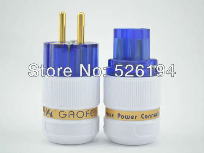 

Free shipping one pair Gaofei GF-E50GW 24K Gold Plated pure copper EU AC Power plug+IEC female plug