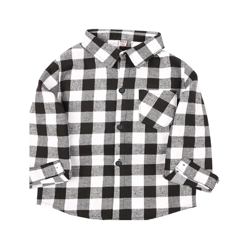 Casual Cotton Classic Plaid Long Sleeved Baby Boys Shirts Children Tops For Autumn and Spring Age 2-9 Years Old