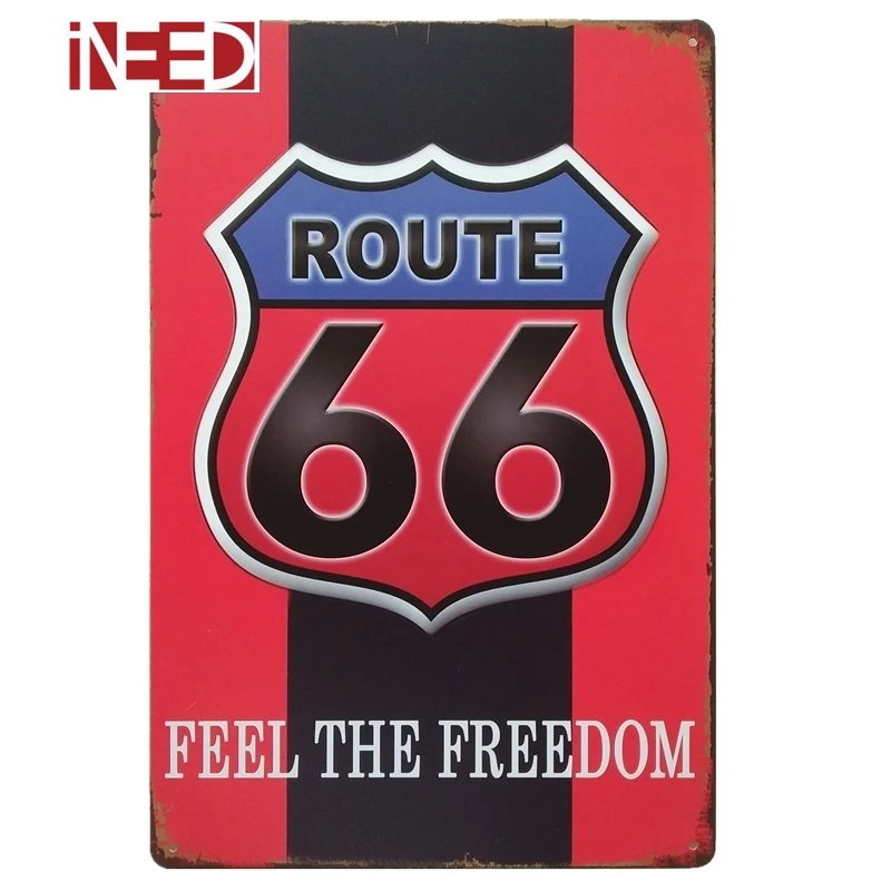 Route 66 US Vintage Metal Tin Sign Plate Slogan Letter Style