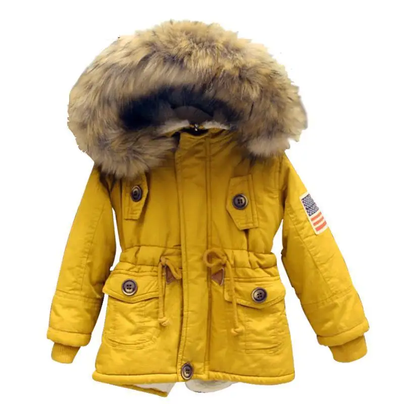 

2-7T girls boys coats and jackets 2017 autumn winter Korean boys USA flag hooded coat thick cotton warmer kids winter coat girls