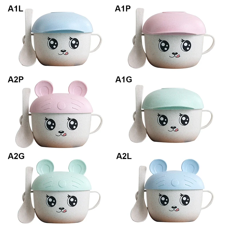 2Pc/set Baby Dishes Baby Food Storage Cartoon Pattern Bowl Spoon Set For Kids Children Tableware Eco-friendly Baby Training Bowl