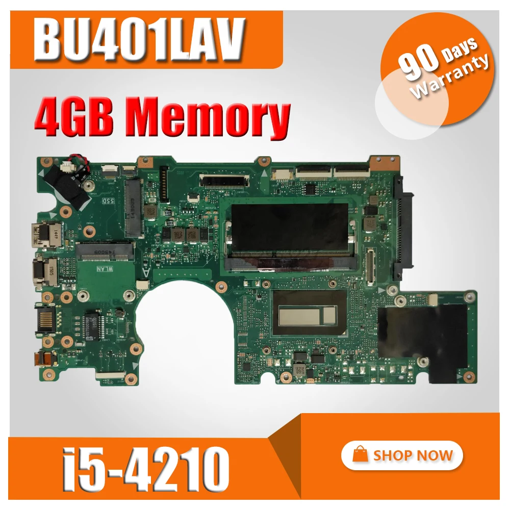 Материнская плата для ноутбука For Asus BU401LAV GM I5 4210 4 Гб RAM BU401L BU401LA BU401LG|Материнские