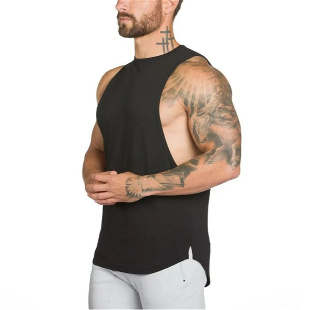 

Womail Men's Gyms Bodybuilding Fitness Muscle Sleeveless Singlet T-shirt Top Vest Tank cswimming suit for men long