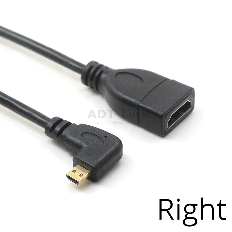 Вверх вниз вправо влево Угловой Micro HDMI к HDMI адаптер «Папа-мама» Разъем 10 см для HDTV Тип D hdmi micro hdmi угол кабеля