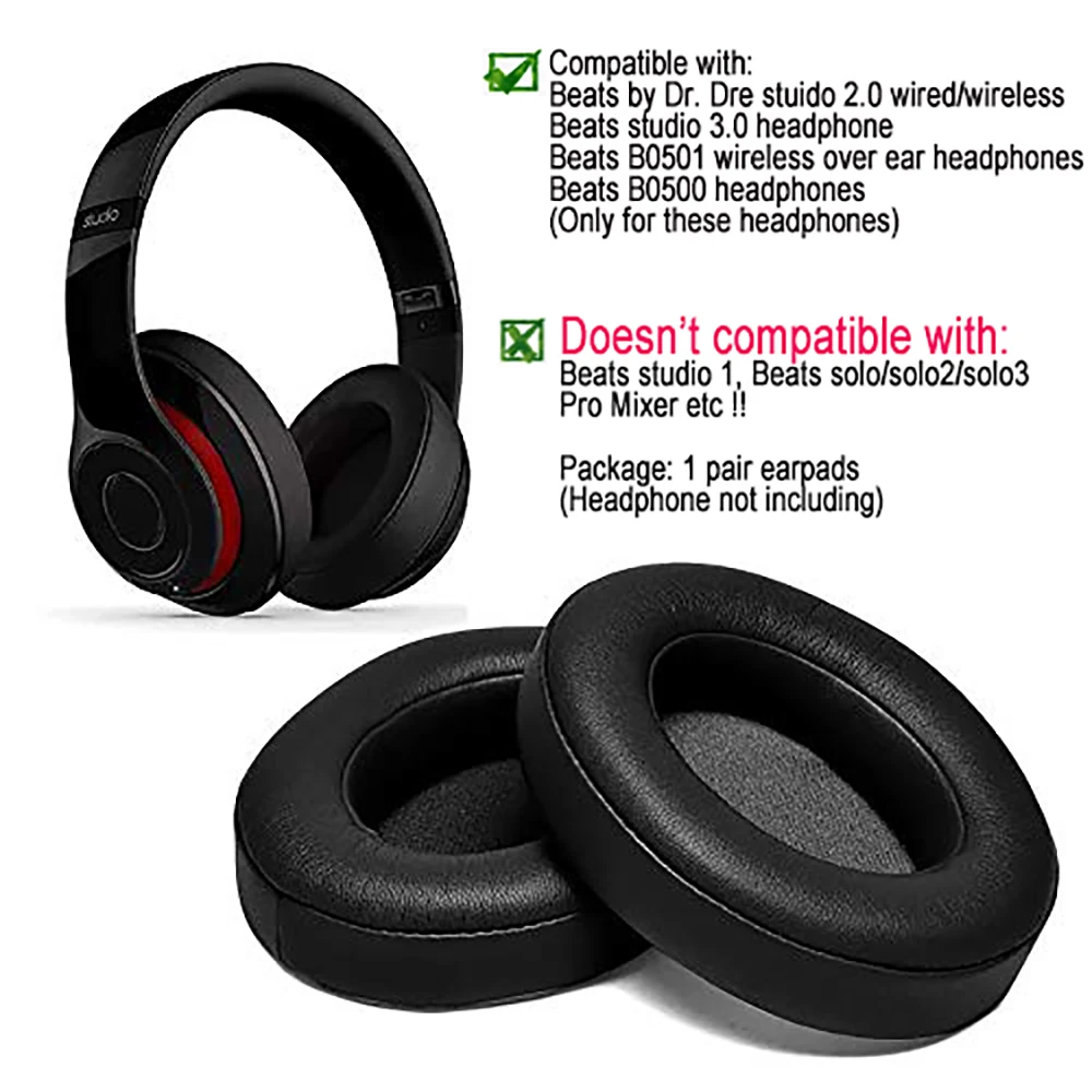 Черные сменные амбушюры подушечки для наушников от dr dre Studio 2 0 3 B0500 B0501