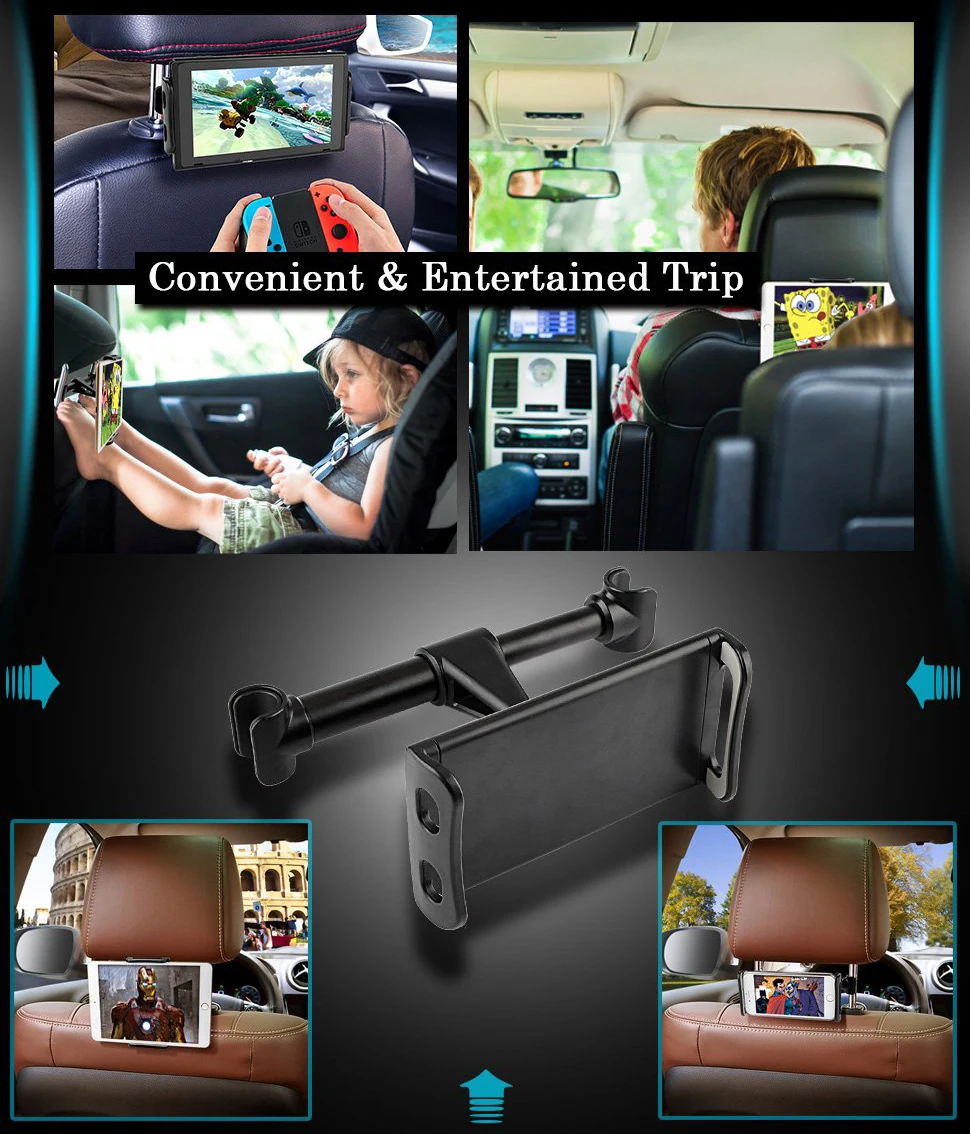 4-1" Автомобильный держатель для телефона на заднее сиденье, подставка для планшета, автомобильный подголовник для iPad Air 2/iPad 2/3/4/Pro 10,5 для Xiaomi Mi Pad 4