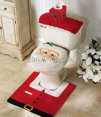Рождественский коврик для туалета Санты, коврик для ванной комнаты, рождественские украшения