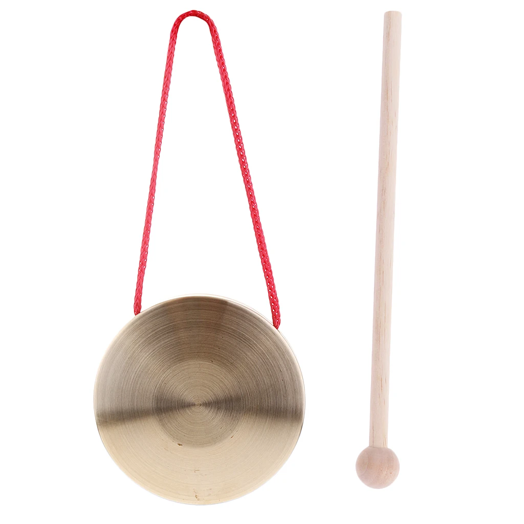Wind Gong with Red Rope Hand Cymbals Mini for Kids Children Rhythm Training Percussion Musical Instruments