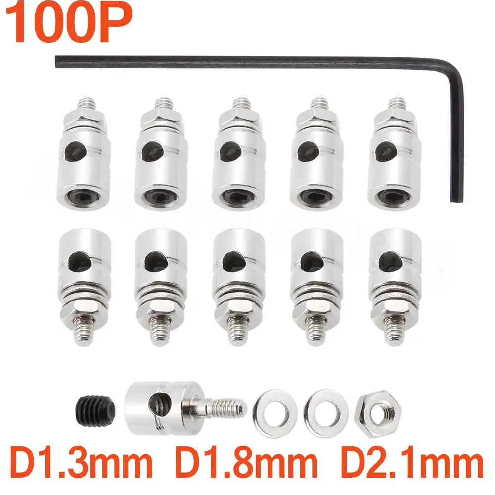 

100pcs/Lot Pushrods Connectors Linkage Stoppers with L Hex Key D2.1mm D1.8mm D1.3mm RC Plane Parts