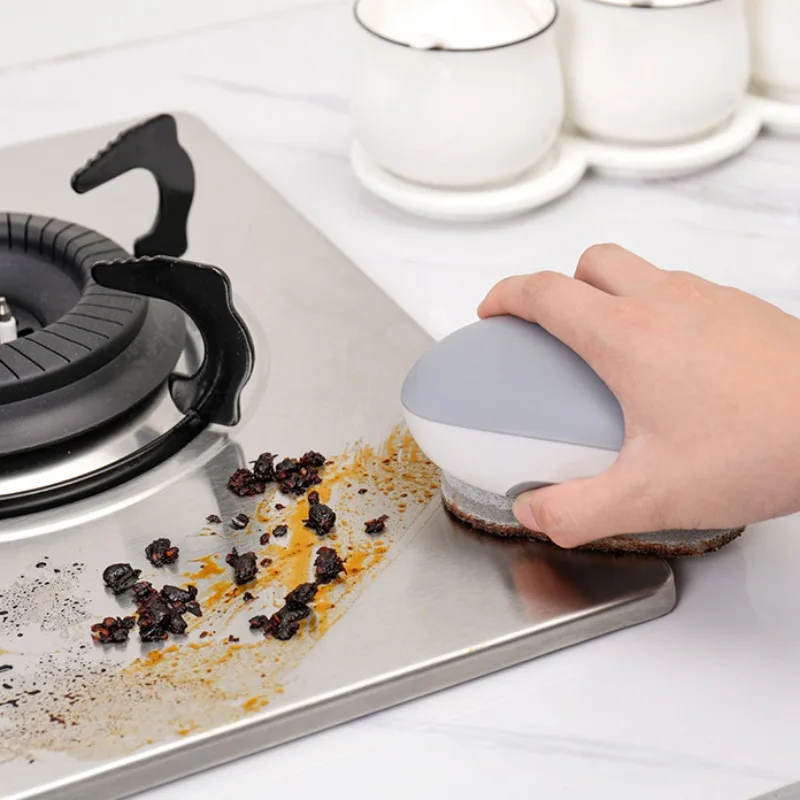 

Non-Scratch Cellulose Scrubber With Tray Gas Stove Countertop Stubborn Stains Rust Clean Pratical Kitchen Desk Cleaning Sponge