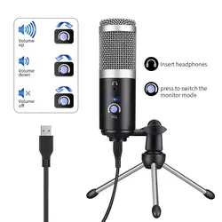 2019 Professional микрофон для компьютера конденсаторный набор микрофонов USB разъем для YouTube Facebook прямая трансляция вещания запись игры Micro