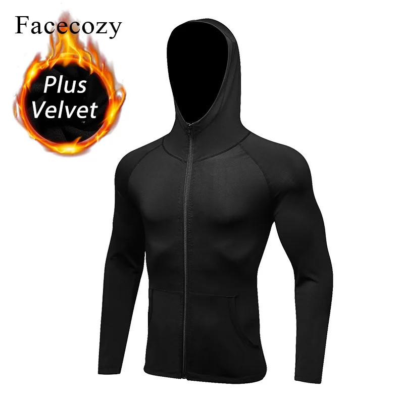 Мужская спортивная куртка Facecozy тренировочная с капюшоном для бега и фитнеса