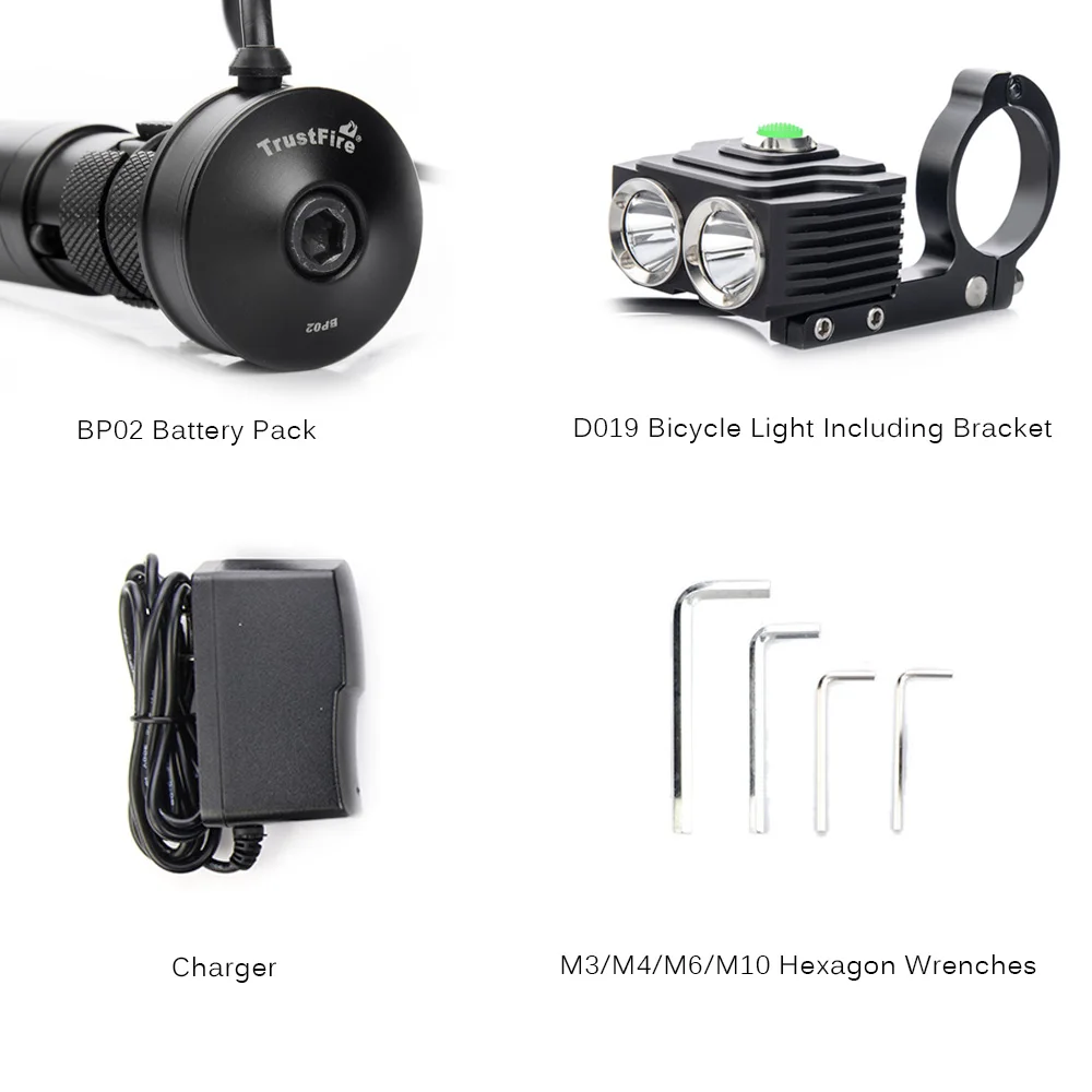 Perfect BP02-D019 Cycling Safety Bicycle Light Set Batteries 3400mah Rechargeable Battery Pack and Charger for Camping Cycling Hiking 7