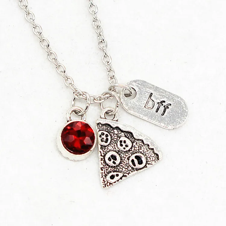 

Europe United States Selling Bff Pizza Crystal Rhinestones Good Friend Friendship Sweater Chain Necklace Men Women Jewelry Gifts