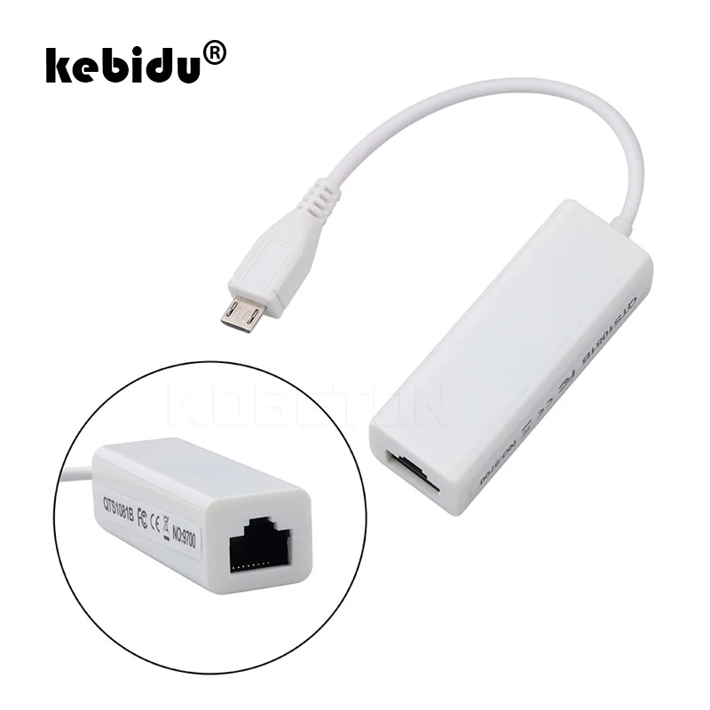 

kebidu 15CM Micro USB 2.0 Male To RJ-45 Female 5-Pin 10/100Mbps Ethernet LAN Network Card Adapter For Windows XP 7 8 PC Linux