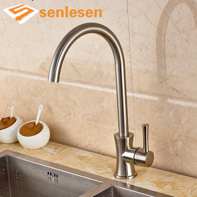 

Retail Simple Design Water Taps for Kitchen Single Handle Deck Mounted Brushed Nickel