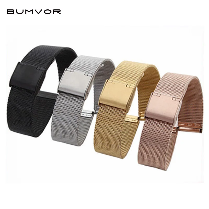 

50pcsMilanese Watchband 16mm 18mm 20mm 22mm 24mm Universal Stainless Steel Metal Watch Band Strap Bracelet Rose Gold