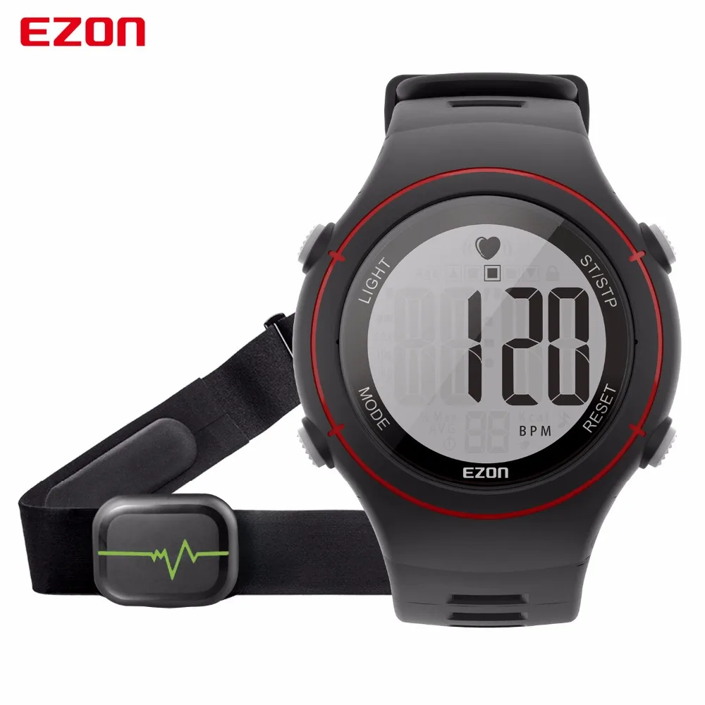 

EZON Fashion Heart Rate Monitor Alarm Men Sports Watches Waterproof 50m Digital Watch Running Climbing Wristwatch Montre Homme