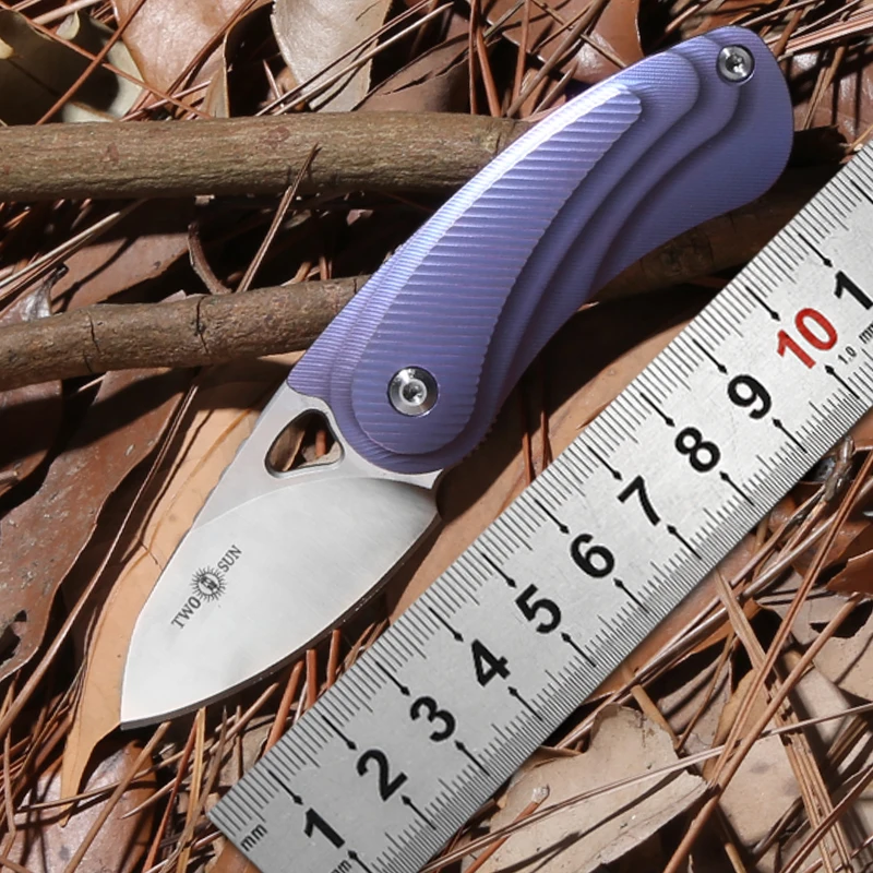 

TWO SUN TS68 M390 blade Flipper ball brearing mini folding knife titanium camping hunt Pocket knives outdoor Survival EDC Tool