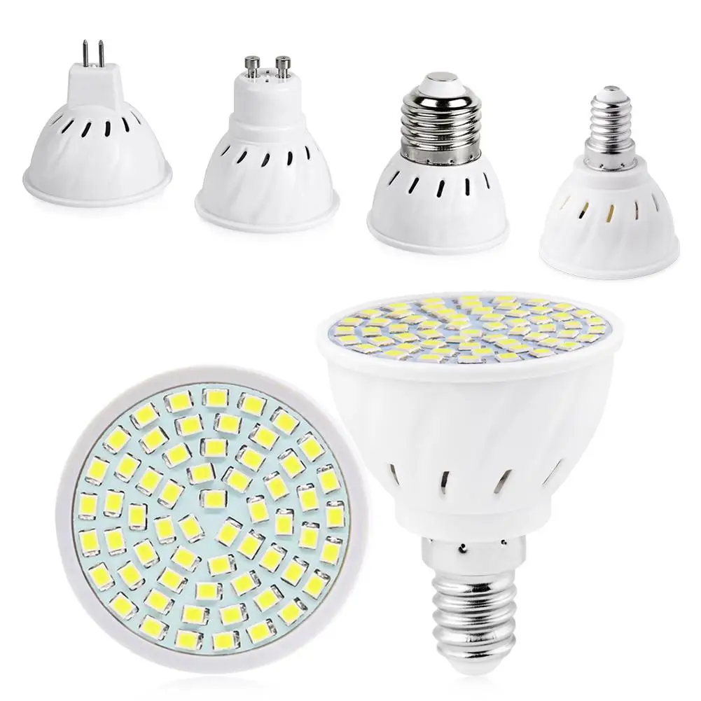 

4W 6W 8W E27 E14 GU10 MR16 AC 220V LED Lamp Spotlight 40LED 60LED 80LED 2835 SMD bulb Chandelier Replace Halogen Lights Lighting