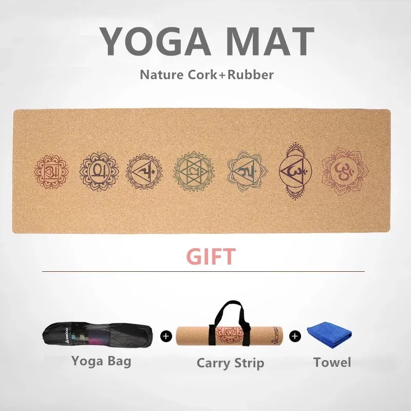 

Cork Yoga Non Slip Mat (72"x26"x4mm thick)- Nature Rubber Eco Friendly, Non-Toxic, Latex Free Come with Free Bag Strip And Towel
