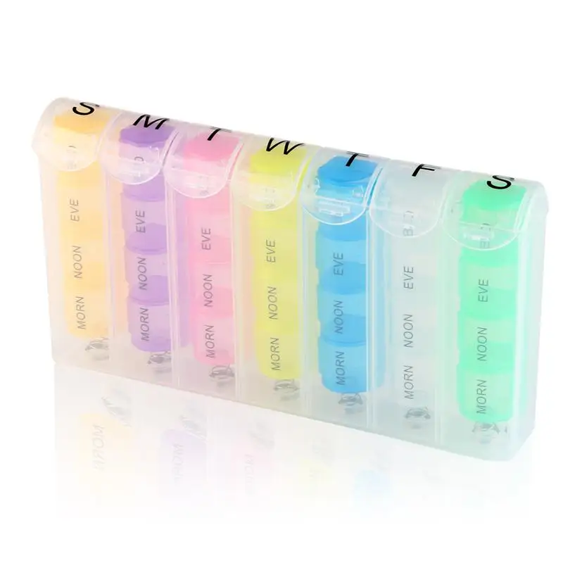 

One Week MORN/NOON/EVE/BED Pill Organizer with Push Button