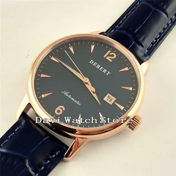 Debert 40mm Date Leather Band Rose Gold Case Automatic Men Watch W2439 Debert 40mm Date Leather Band Rose Gold Case Automatic Men Watch W2439