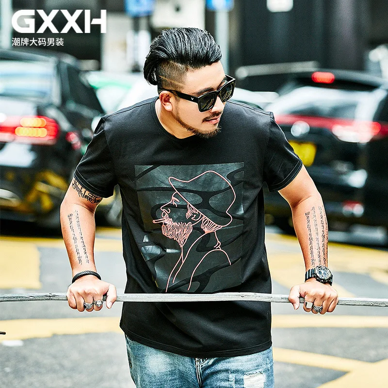 Мужская футболка с короткими рукавами GXXH летняя большого и размера плюс принтом