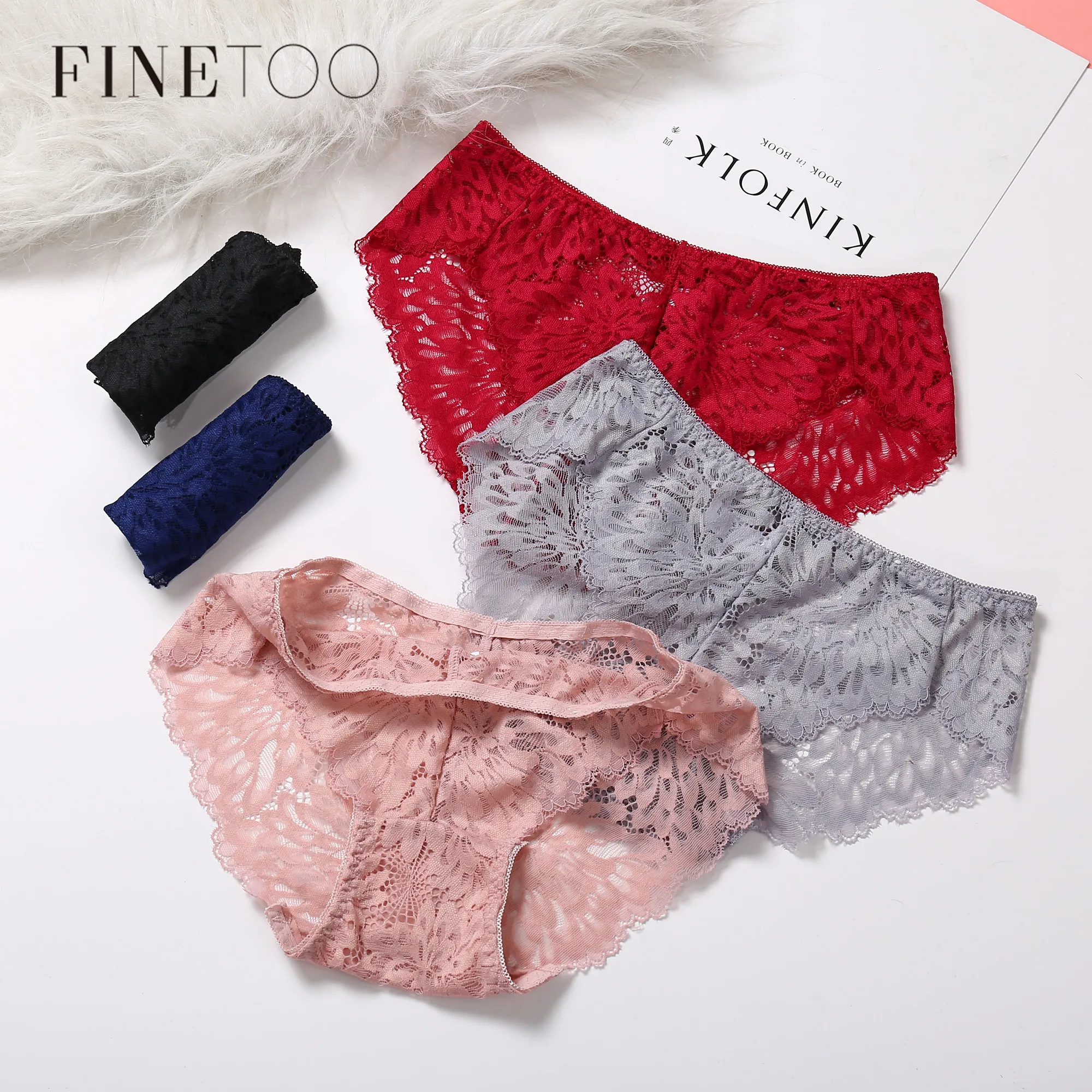 

Panties Set 3Pcs/lot Sexy Lace Panties For Women Transparent Lingerie Girls Panty Bikini Women's Underwear Sets Floral Underpant