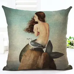 2017 морской узор Чехлы декоративная подушка, Лен Чехлы для диван сиденье текстильная диванная подушка с печатью крышка c012