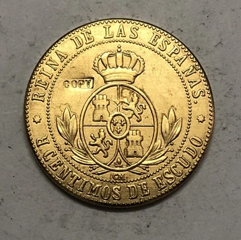 

1868 Spain 5 Centimos de Escudo-Isabel II Copy Coin