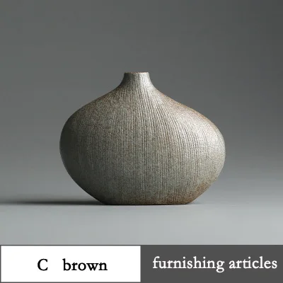 C brown 20x58x138mm Традиционная китайская керамическая ваза грубая керамика фарфор Ретро ваза мини маленькие цветочные вазы Ремесла украшения дома аксессуары - Цвет: C brown 20x58x138mm