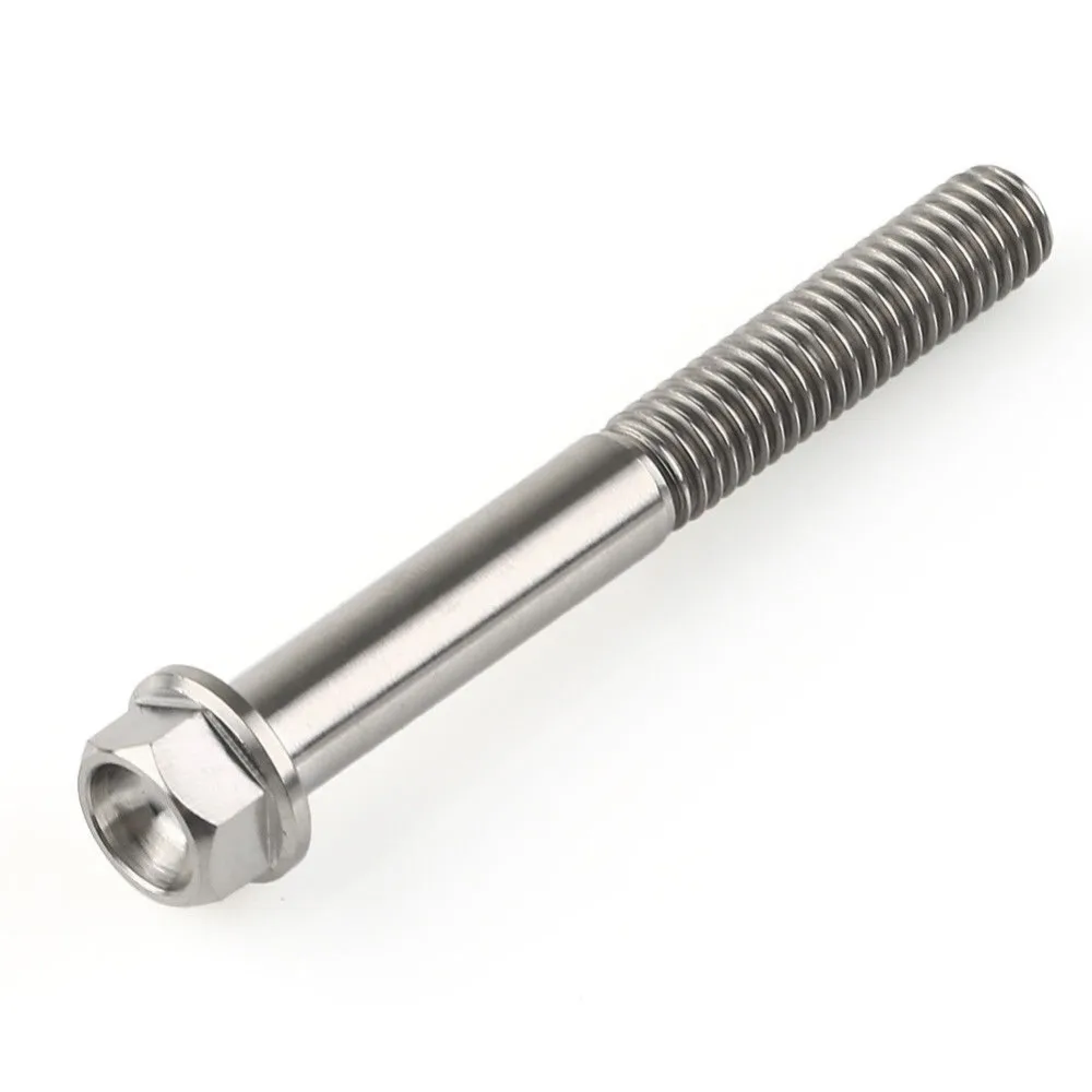 2Pcs Titanium Alloy Ti Hex Head Cap Screw Flange Bolt M6 x30mm M6x40mm M6x50mm M6 GR5 Screw Hex Bolt