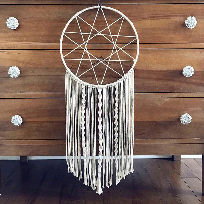 

Handmade Macrame Hanging Wall Art Woven Dream Catcher Macrame Wall Tapestry Boho Christmas room Decor