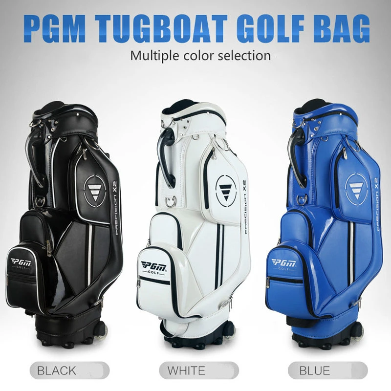 ^*Best Offers Pgm Golf Aviation Bag Portable Pu Leather Golf Standard Bag Golf Large Capacity Travel Package With Wheels A7033