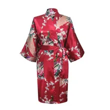 Модные тренды Бургундия Женская шелковая одежда для сна Мягкий банный халат ночной халат размер S M L XL XXL XXXL