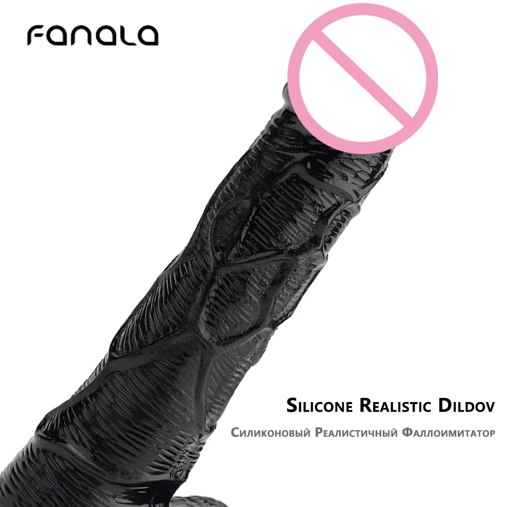 FanaLa 2 Size Black Silicone Real Dildo for Women Sex Toys Non Vibrator Dildos Lesbian Couple Anal Plug Penis Suction Cup G-Spot