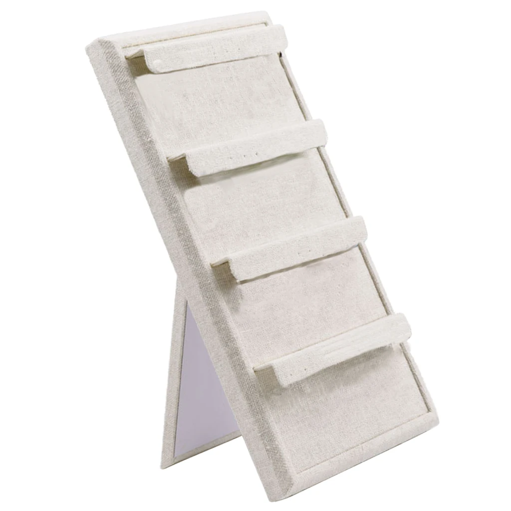 

Rustic Linen Display Stand Rack Showcase for Earring Ear Studs 3-tier L-shape Organizer for Home Shop