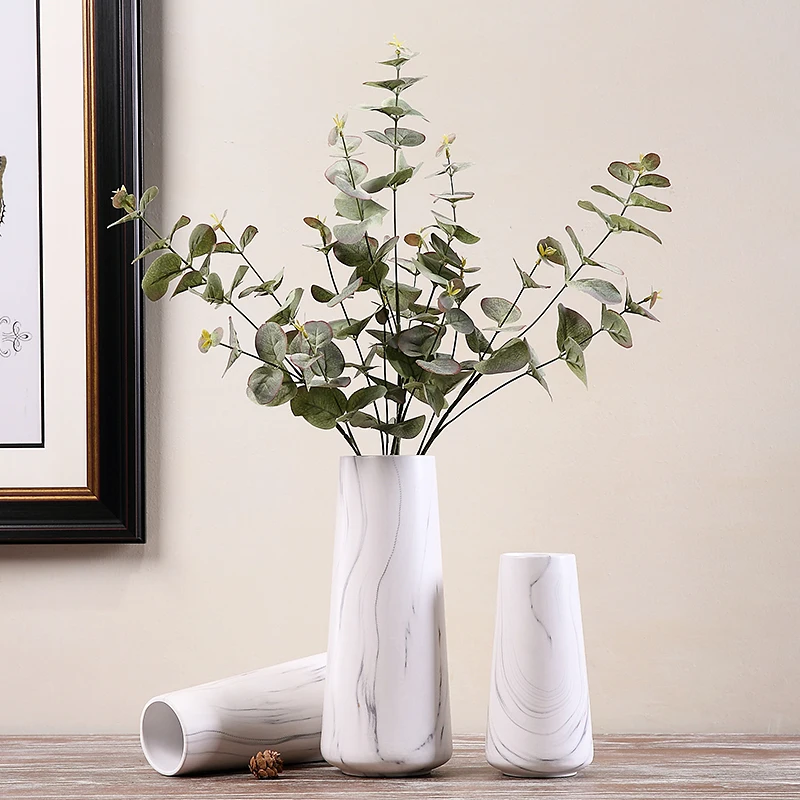 

Nordic Ceramic Vase Straight Marble Hydroponic Plant Vase Dried Flowers Inserted Desktop Ornaments Home Decoration