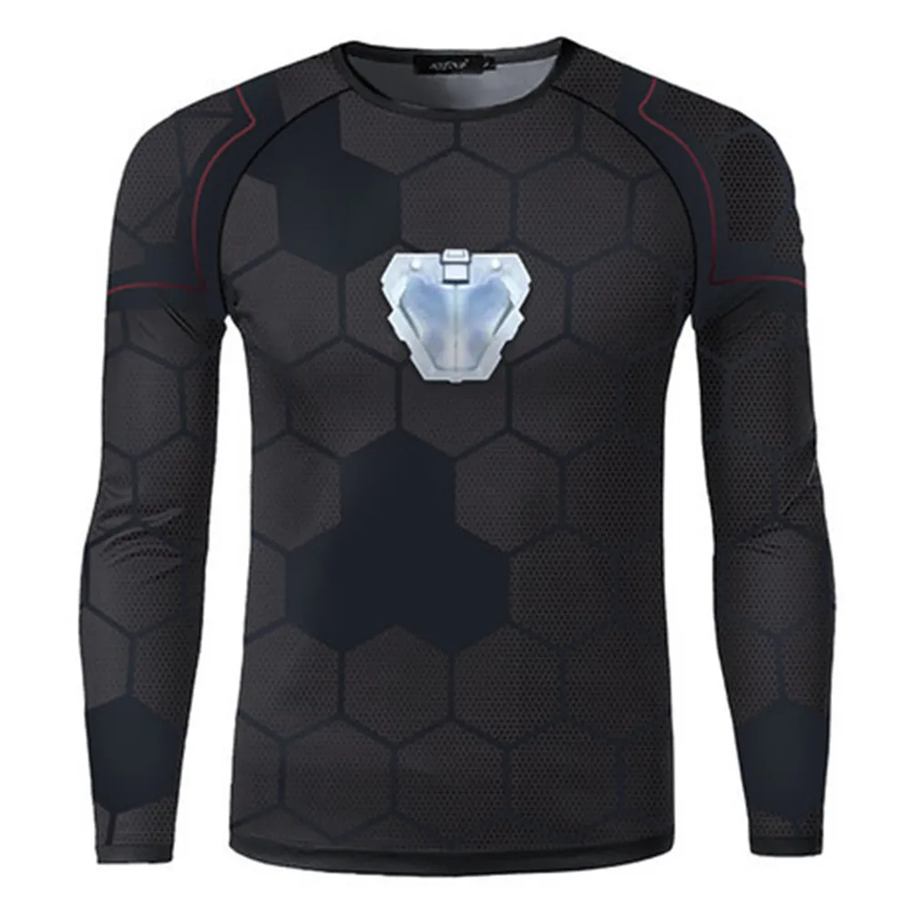 

Avengers Iron Man Anthony Edward "Tony" Stark Cosplay 3D Printed Long Sleeve T-shirts Unisex Compression Fitness Quick Dry tees